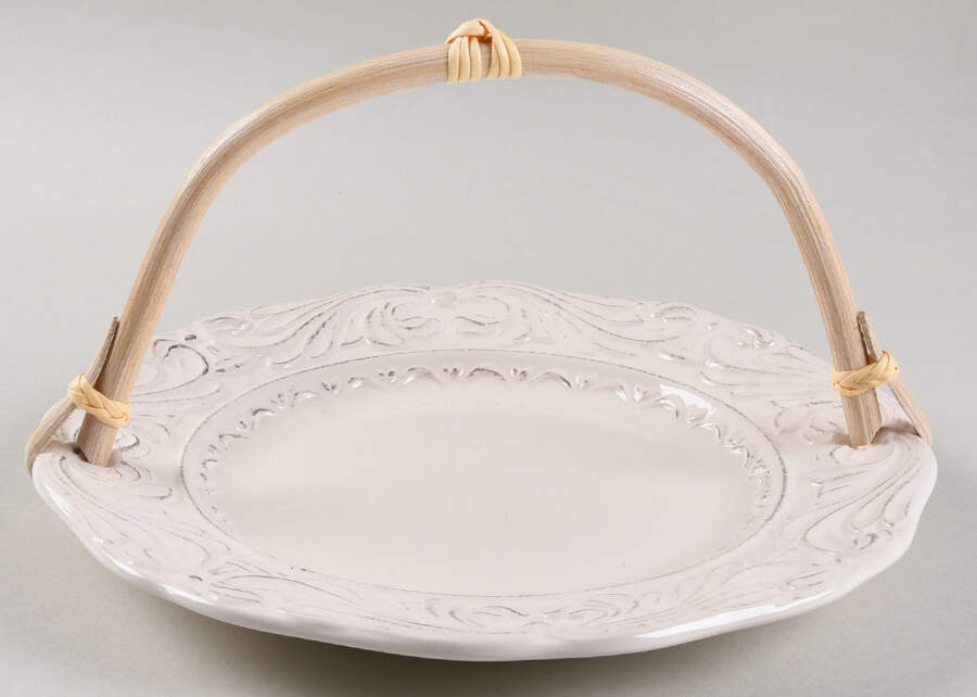 Firenze Ivory 5 3/8"-5 5/8" Bamboo Handled Serving Plate  HC by Certified International-1