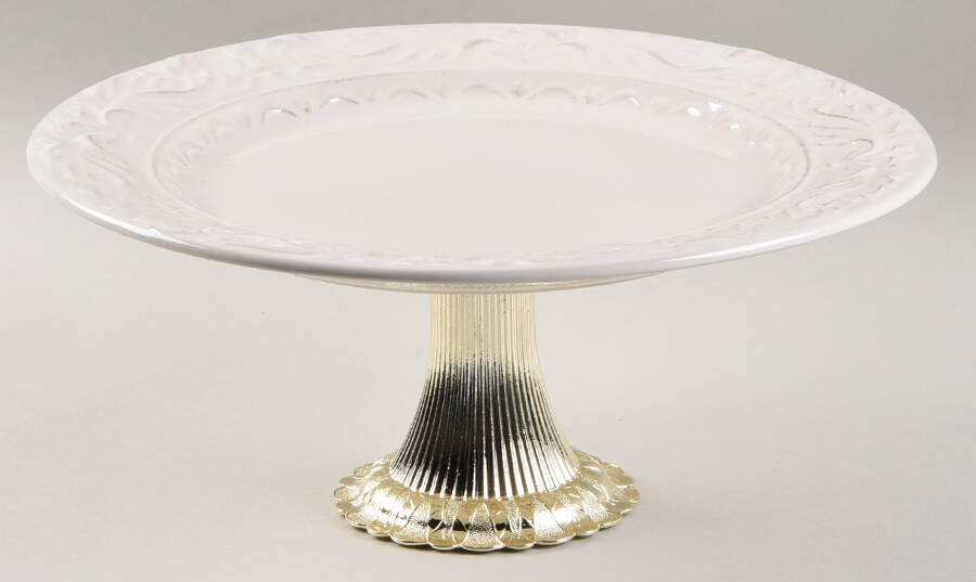 Firenze Ivory Cake Stand with 4"-5" Metal Pedestal  Hc by Certified International-1