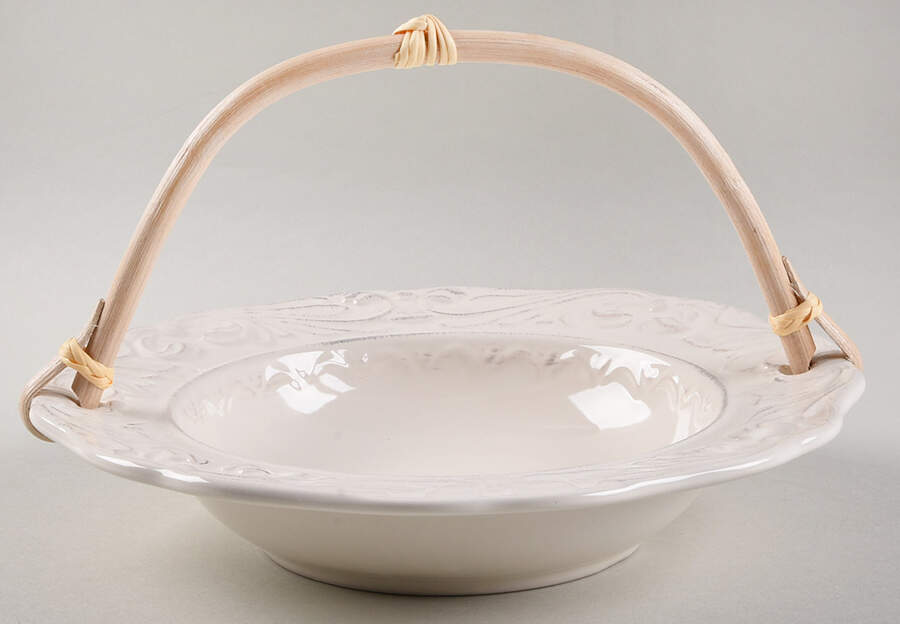 Firenze Ivory 7''-7 1/4'' Basket W/Bamboo Handle HC by Certified International-1
