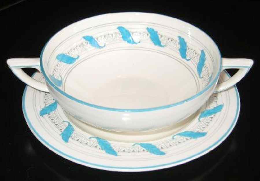 Mercury Flat Cream Soup Bowl & Saucer Set by Crown Ducal-1