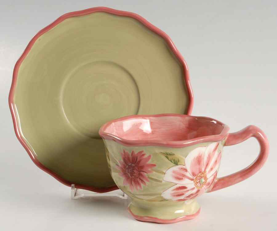 Primavera Footed Cup & Saucer Set by Certified International-1