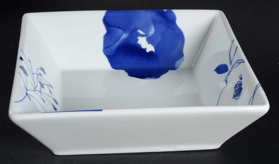 Indigo Bloom 9" Square Vegetable Bowl by The Cellar (China)-1