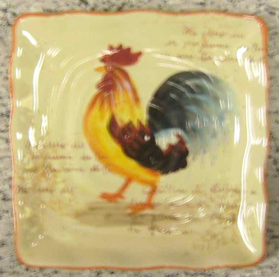 Country Rooster Pullet Square Salad Plate by China (Made in China)-1