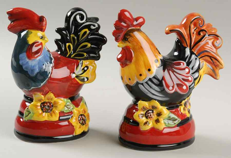 Chanticleer Rooster Figural Salt & Pepper Set by Certified International-1