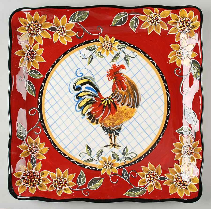Chanticleer Rooster 16" Square Serving Platter by Certified International-1