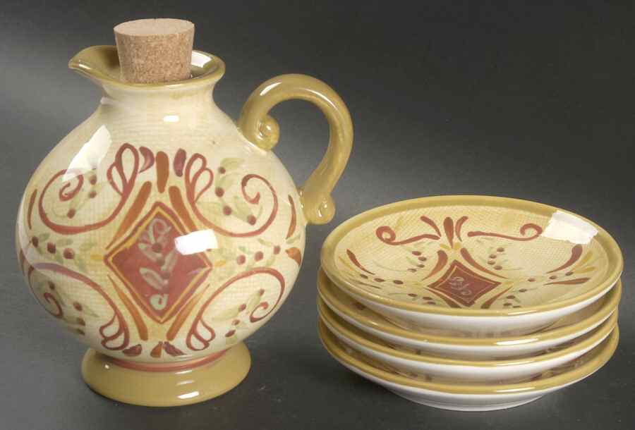 Amalfi (Oil Set) Jar with Cork and 4 Dip Bowls by Certified International-1