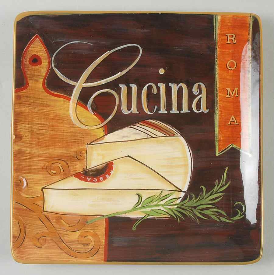 Cucina (Cheese, Wine, Olive Oil) Square Salad Plate by Certified International-1