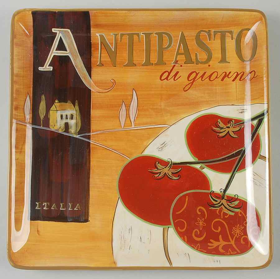 Cucina (Cheese, Wine, Olive Oil) Square Dinner Plate by Certified International-1