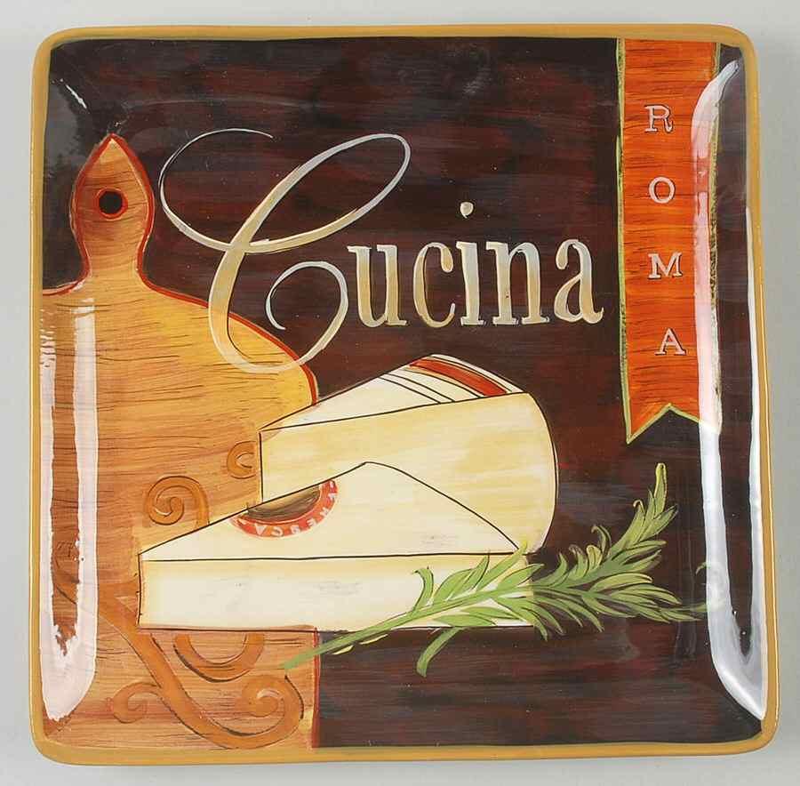Cucina (Cheese, Wine, Olive Oil) Square Dinner Plate by Certified International-1