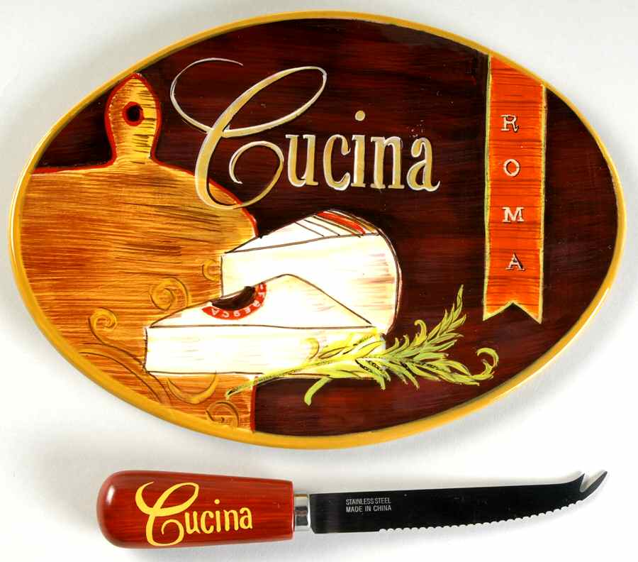 Cucina (Cheese, Wine, Olive Oil) Cheese Plate & Knife Set by Certified International-1