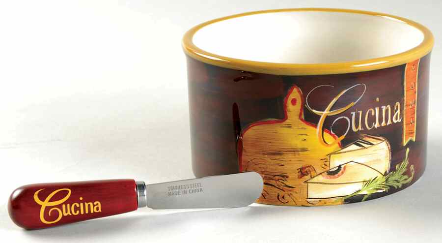 Cucina (Cheese, Wine, Olive Oil) Dip Bowl & Spreader Set by Certified International-1