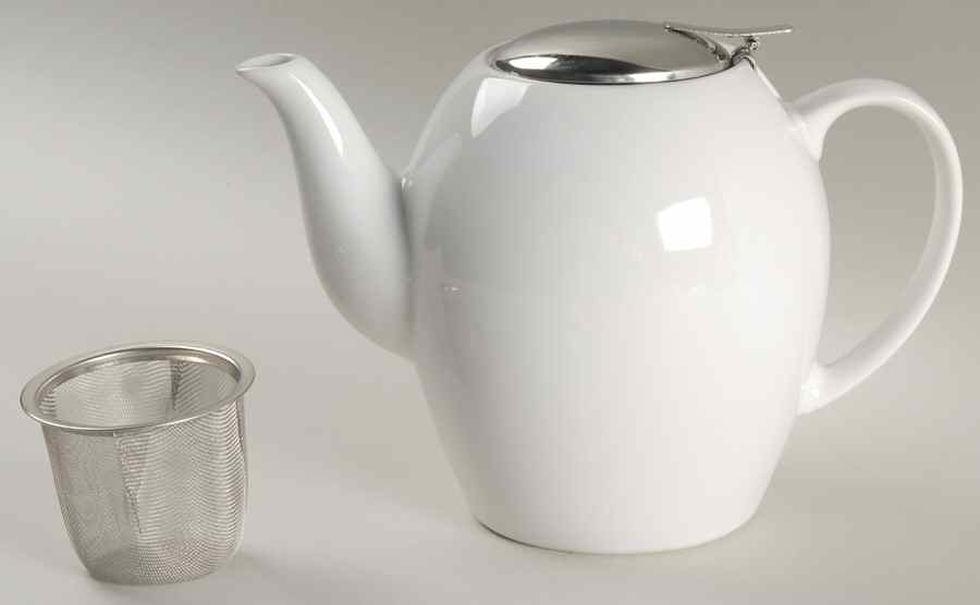 Tea Collection White 5 Cup Teapot with Hinged Metal Lid & Infuser by Certified International-1