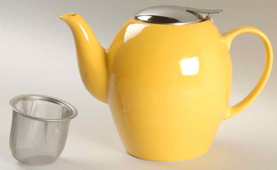 Tea Collection Yellow 5 Cup Teapot with Hinged Metal Lid & Infuser by Certified International-1
