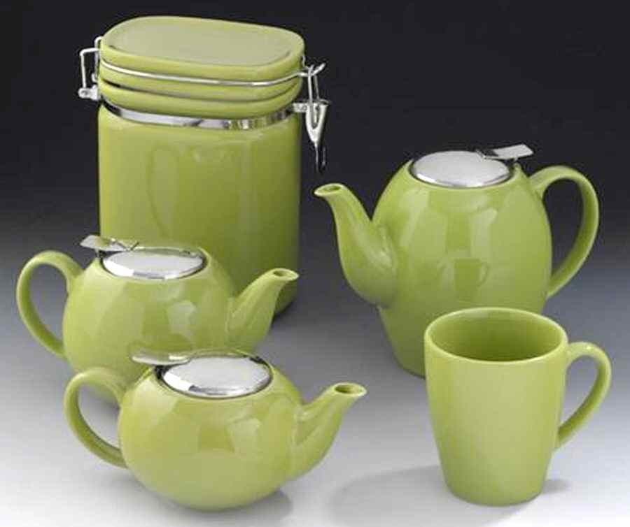 Tea Collection Green Small Canister with Hinged Lid by Certified International-1