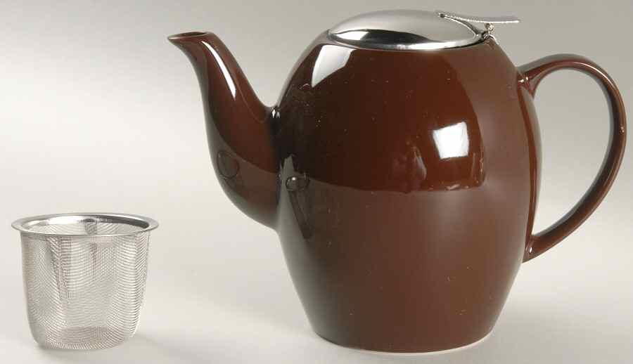 Tea Collection Brown 5 Cup Teapot with Hinged Metal Lid & Infuser by Certified International-1