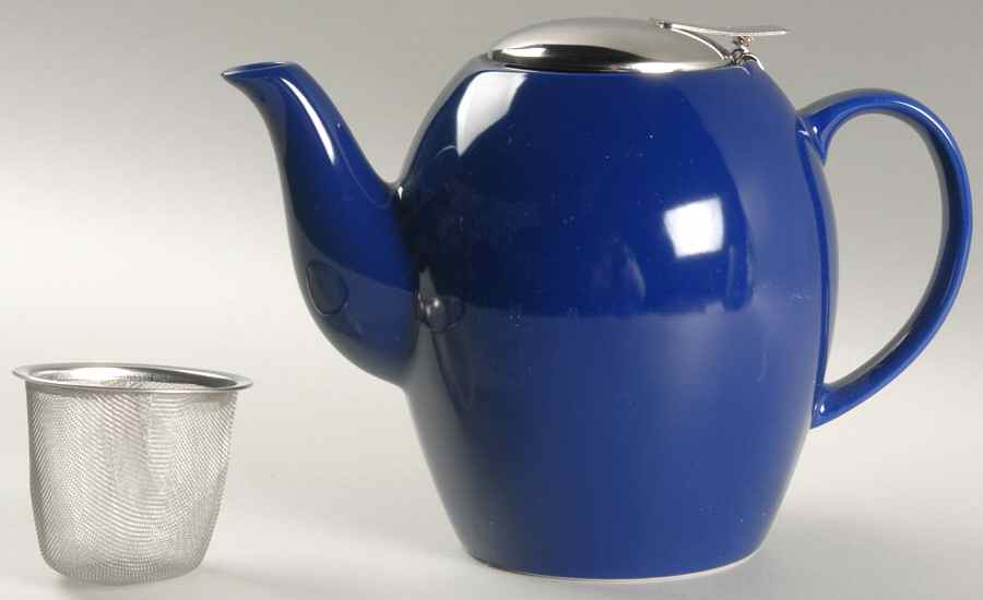 Tea Collection Cobalt Blue 5 Cup Teapot with Hinged Metal Lid & Infuser by Certified International-1