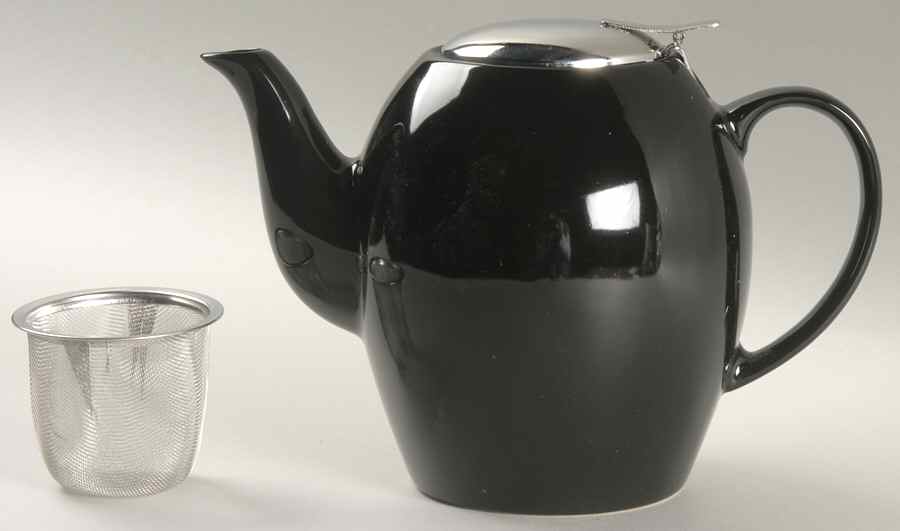 Tea Collection Black 5 Cup Teapot with Hinged Metal Lid & Infuser by Certified International-1
