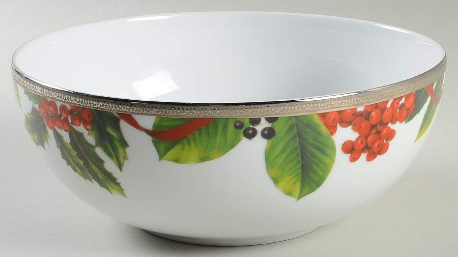 Grand Buffet Platinum (Christmas) 9" Round Vegetable Bowl by Charter Club-1