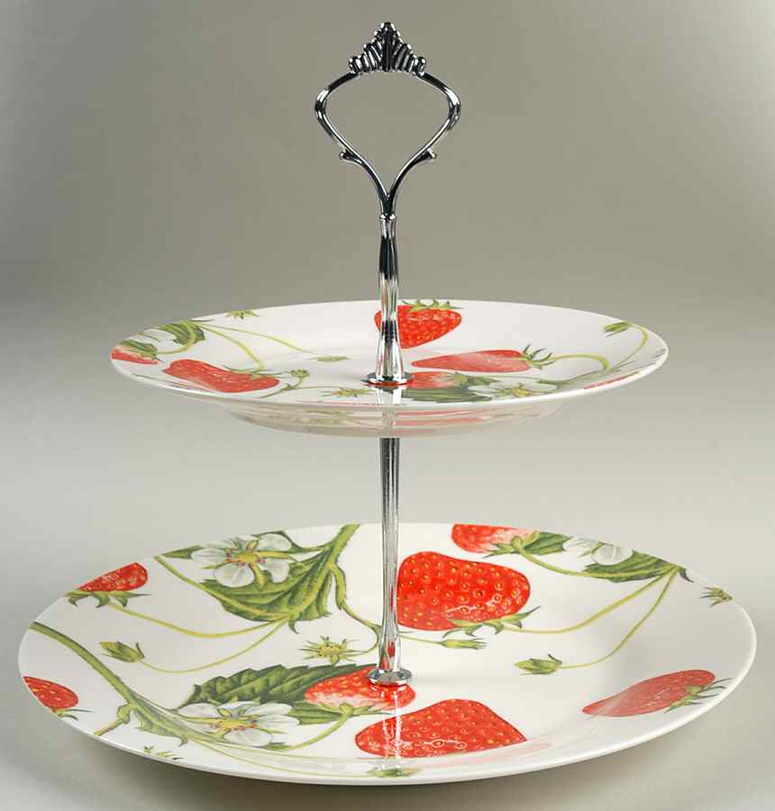 Berry Fields 2 Tiered Serving Tray (Dinner & Salad Plate) by Creative Tops-1