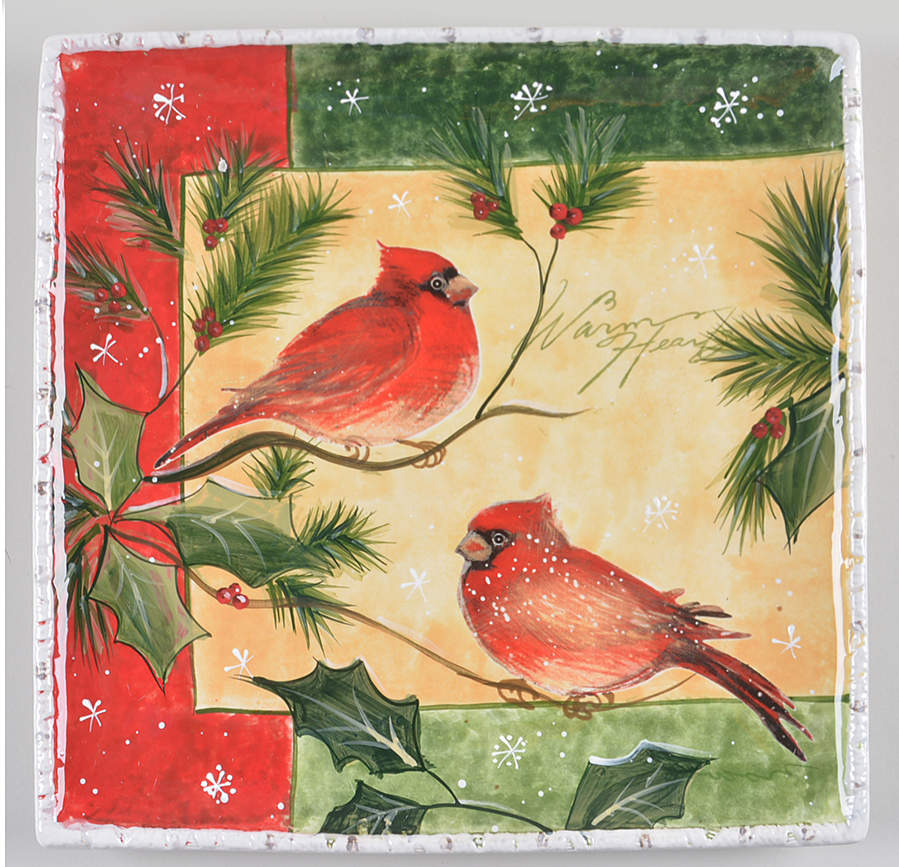 Holly Birds 13" Square Serving Platter by Certified International-1