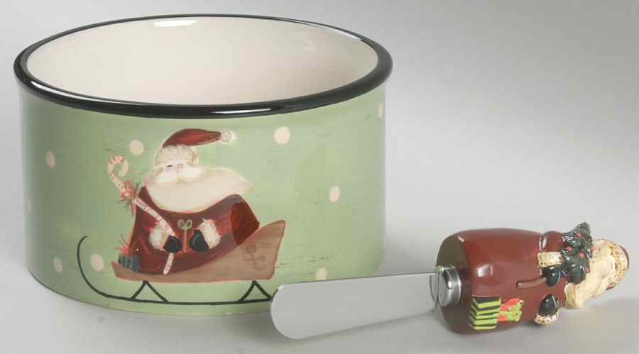 Sledding Santa Dip Bowl & Spreader Set by Certified International-1