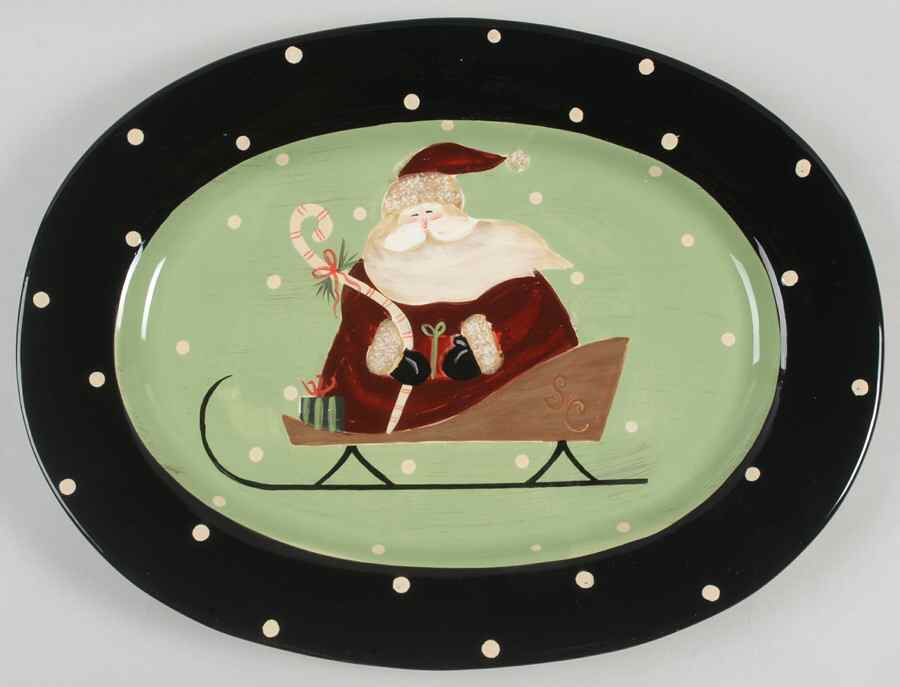 Sledding Santa 16" Oval Serving Platter by Certified International-1