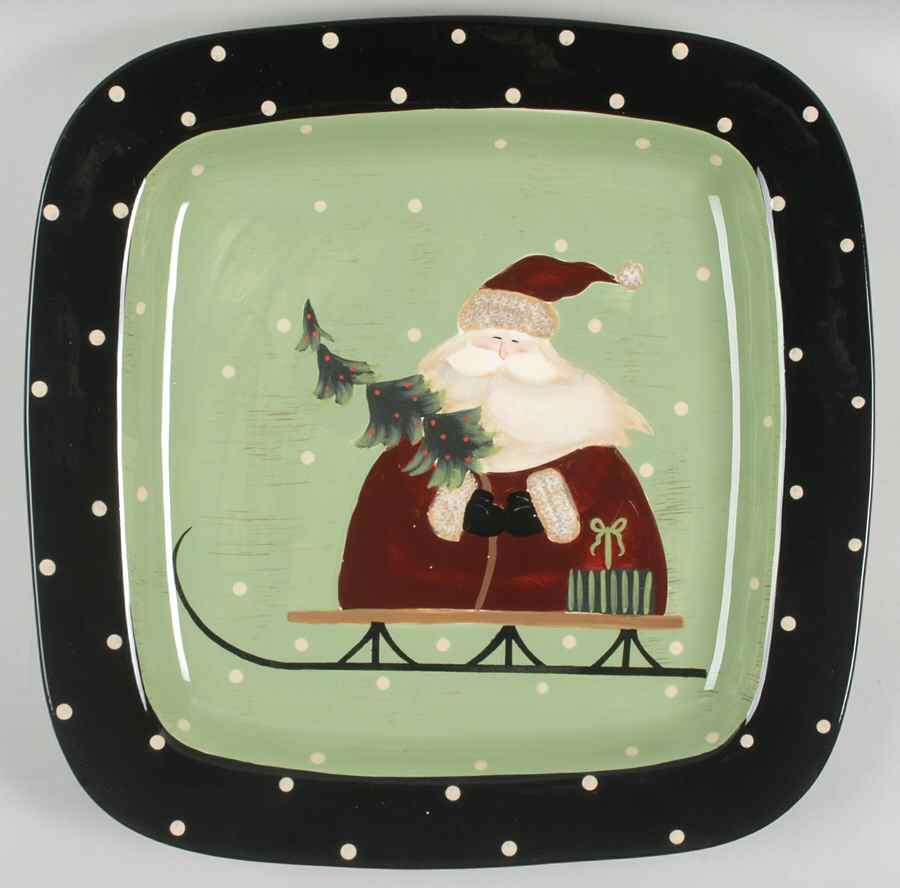 Sledding Santa 16" Square Serving Platter by Certified International-1
