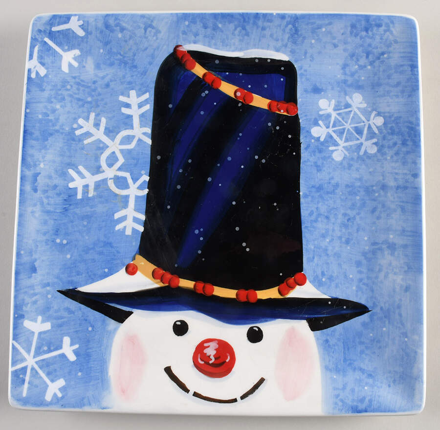 Top Hat Snowman (Blue) Dinner Plate by Certified International-1