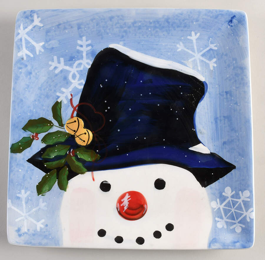 Top Hat Snowman (Blue) Dinner Plate by Certified International-1