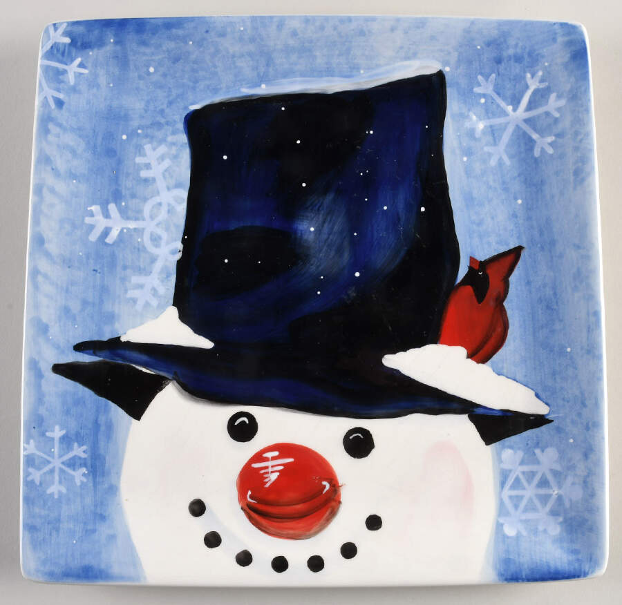 Top Hat Snowman (Blue) Dinner Plate by Certified International-1