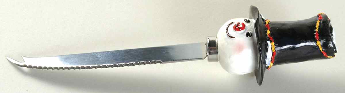Top Hat Snowman (Blue) Cheese Knife with Stainless Blade by Certified International-1