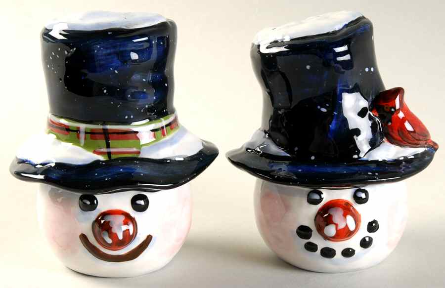 Top Hat Snowman (Blue) Figural Salt & Pepper Set by Certified International-1