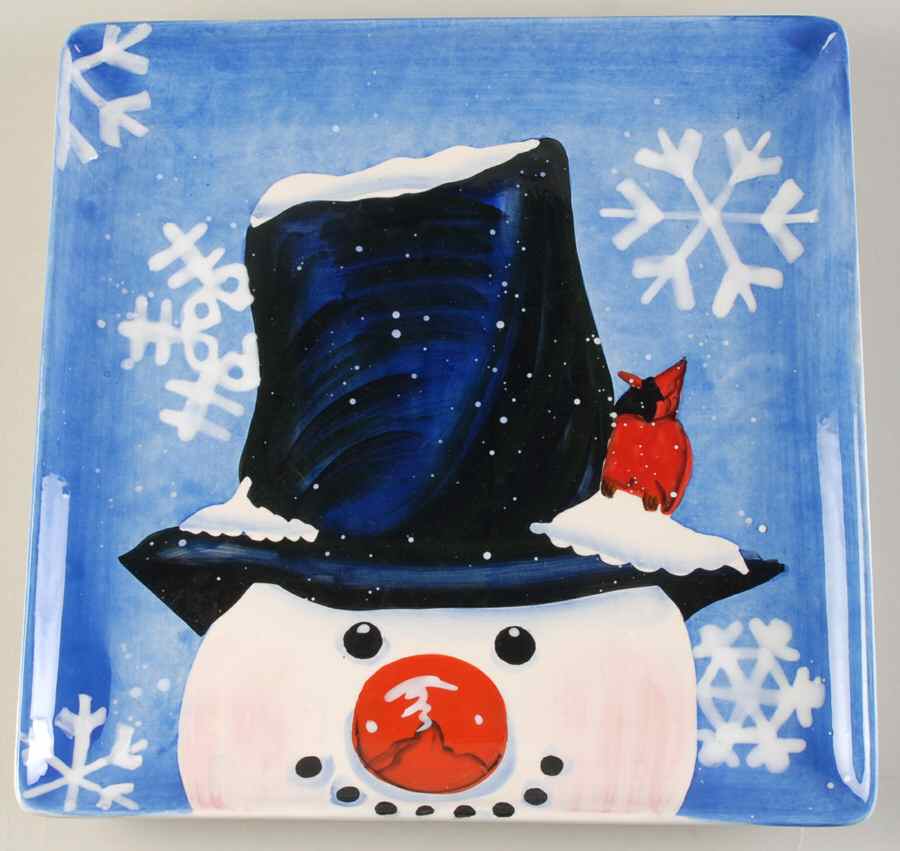 Top Hat Snowman (Blue) Dinner Plate by Certified International-1