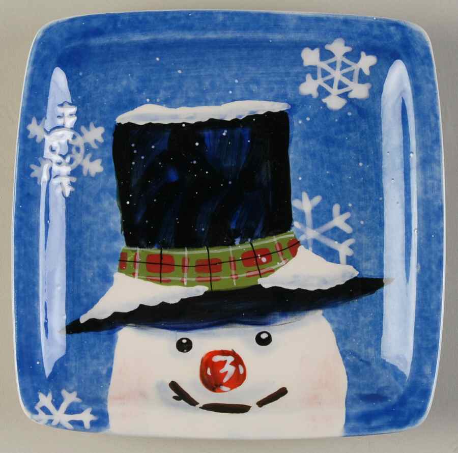 Top Hat Snowman (Blue) Canape Plate by Certified International-1