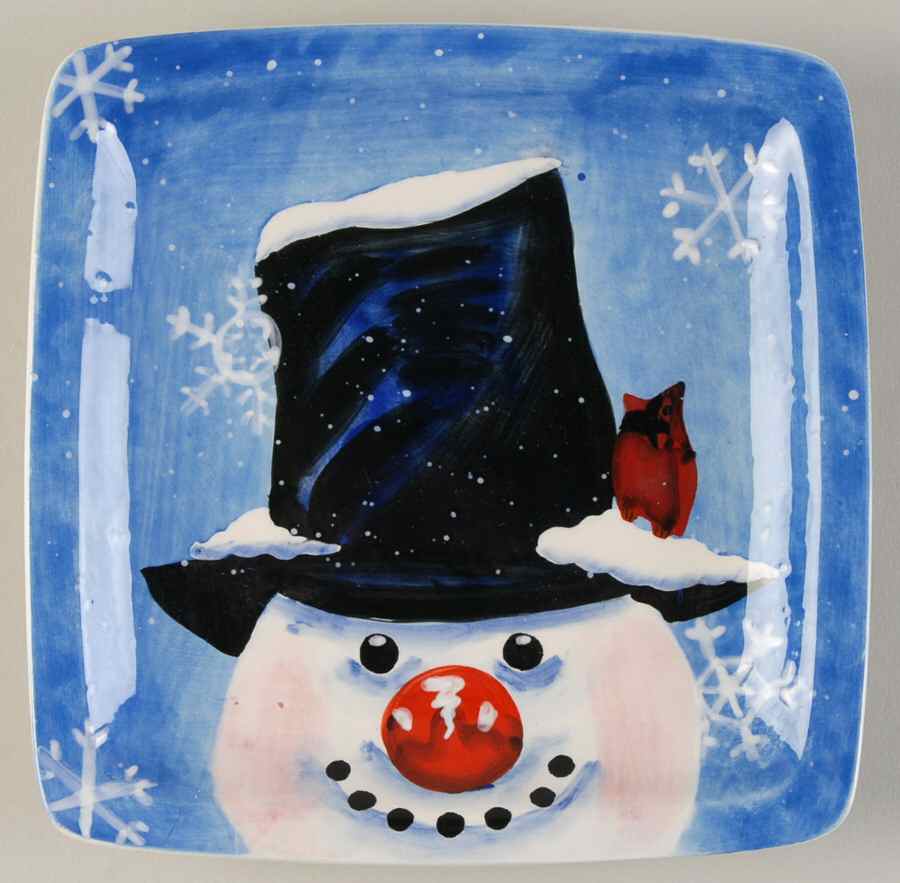 Top Hat Snowman (Blue) Canape Plate by Certified International-1