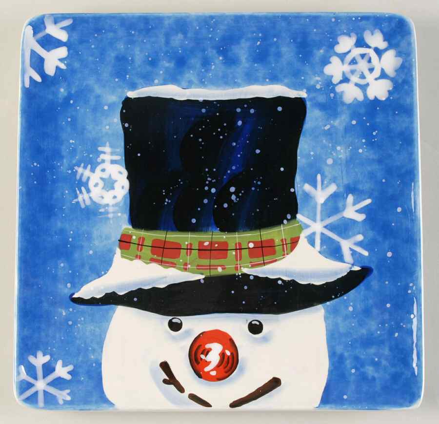 Top Hat Snowman (Blue) Dessert/Pie Plate by Certified International-1
