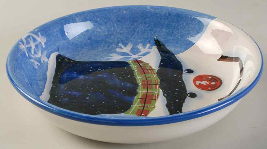 Top Hat Snowman (Blue) 9" Individual Pasta Bowl by Certified International-1