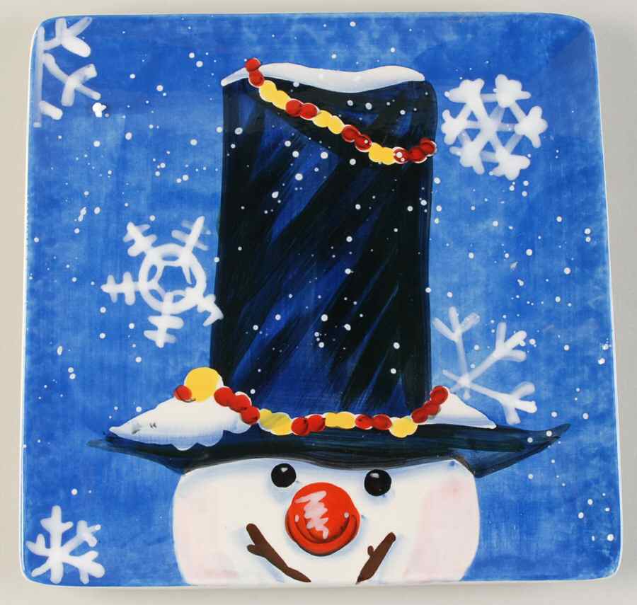 Top Hat Snowman (Blue) Dessert/Pie Plate by Certified International-1