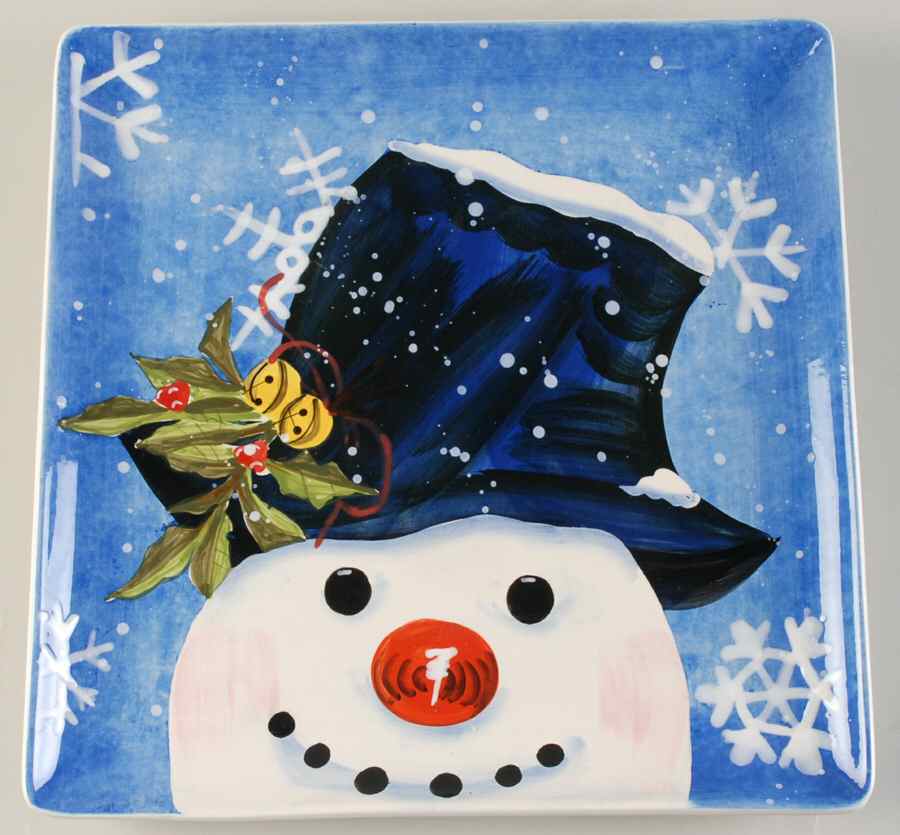 Top Hat Snowman (Blue) Dinner Plate by Certified International-1