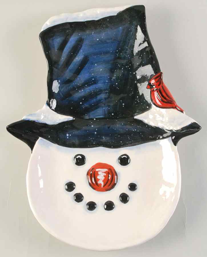 Top Hat Snowman (Blue) 16" Figural Platter by Certified International-1