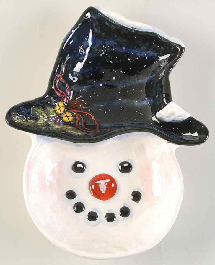 Top Hat Snowman (Blue) 2 Part Figural Server by Certified International-1