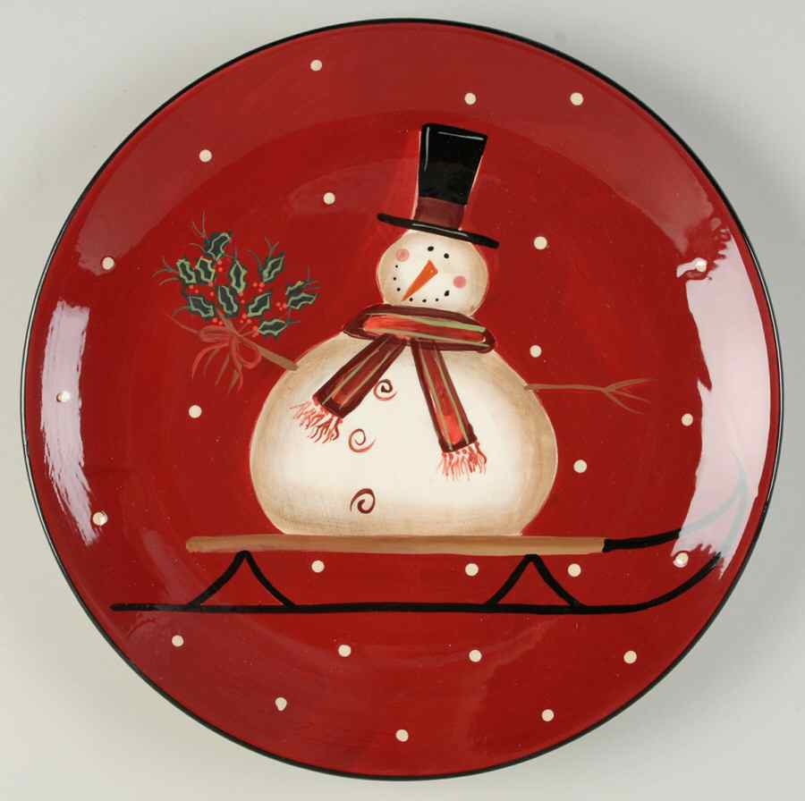 Sledding Snowman Dinner Plate by Certified International-1