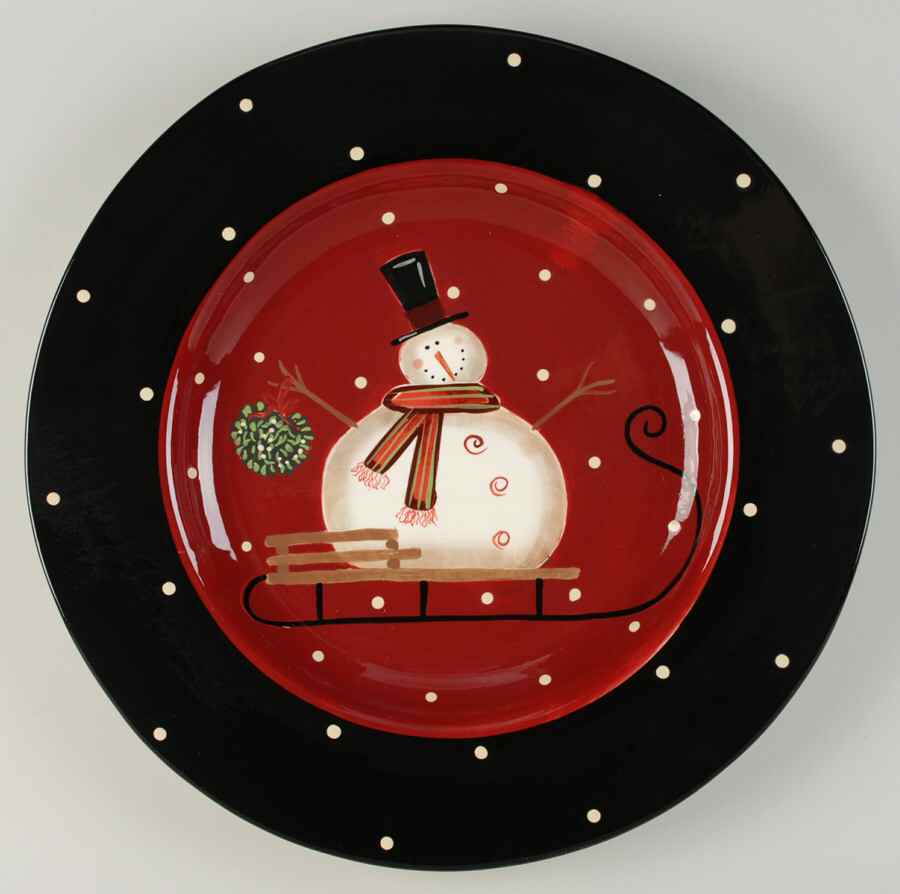 Sledding Snowman 16" Chop Plate (Round Platter) by Certified International-1
