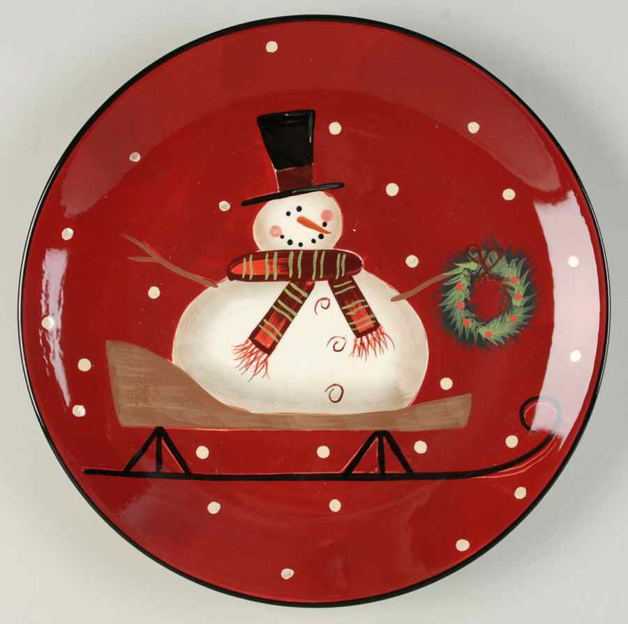 Sledding Snowman Dinner Plate by Certified International-1