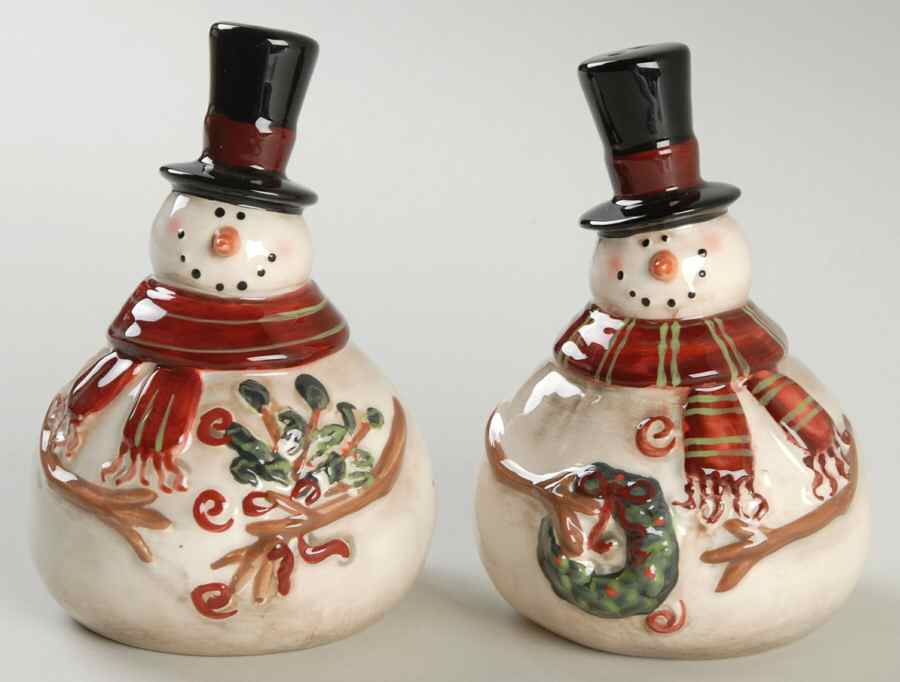 Sledding Snowman Figural Salt & Pepper Set by Certified International-1