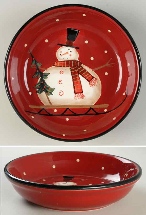 Sledding Snowman 9" Individual Pasta Bowl by Certified International-1