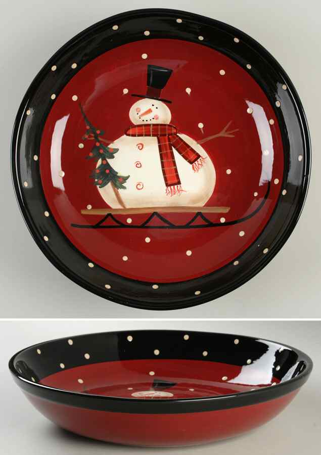 Sledding Snowman 13" Pasta Serving Bowl by Certified International-1
