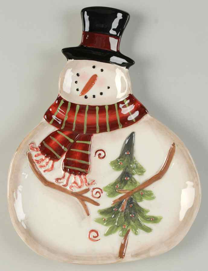 Sledding Snowman Figural Candy Plate by Certified International-1