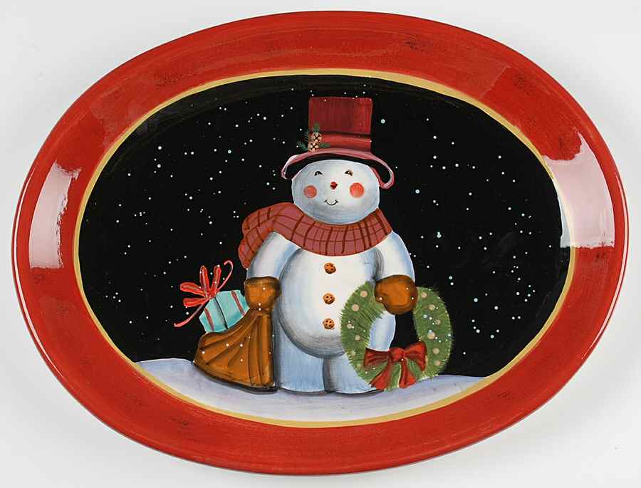 Snowball Snowman 16" Oval Serving Platter by Certified International-1