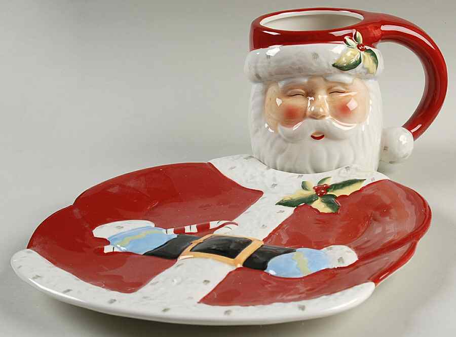 Holiday Playmates (Santa) (2 Pc) Dessert Set (Plate & Mug) by Certified International-1